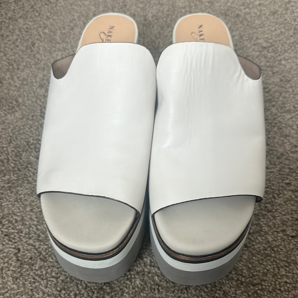 Naked Feet Women's White Platform Sandals